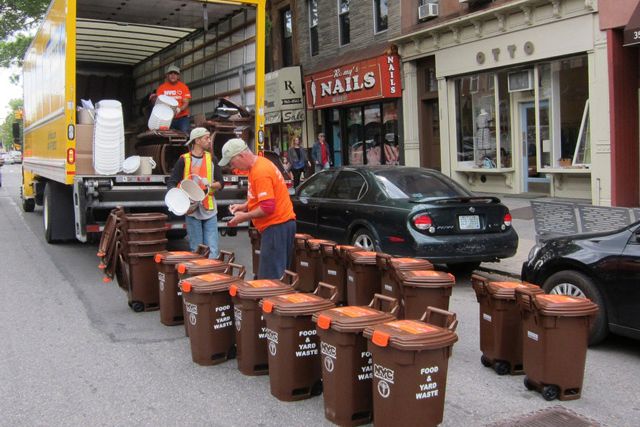 The brown bins for NYC's curbside organics recycling program
